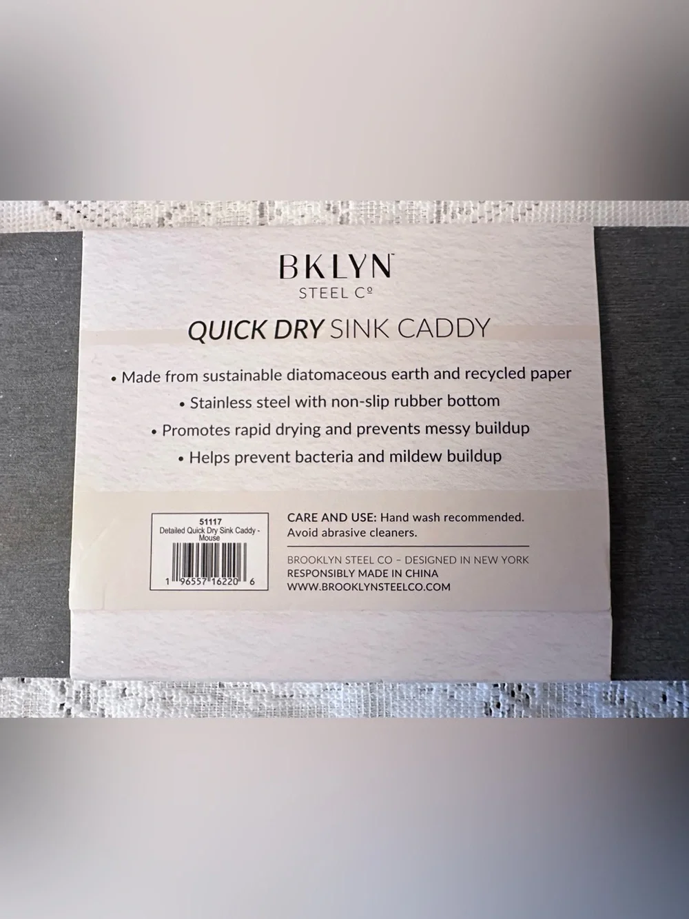 BKLYN Steel Core Quick Dry Sink Caddy - Dark Gray